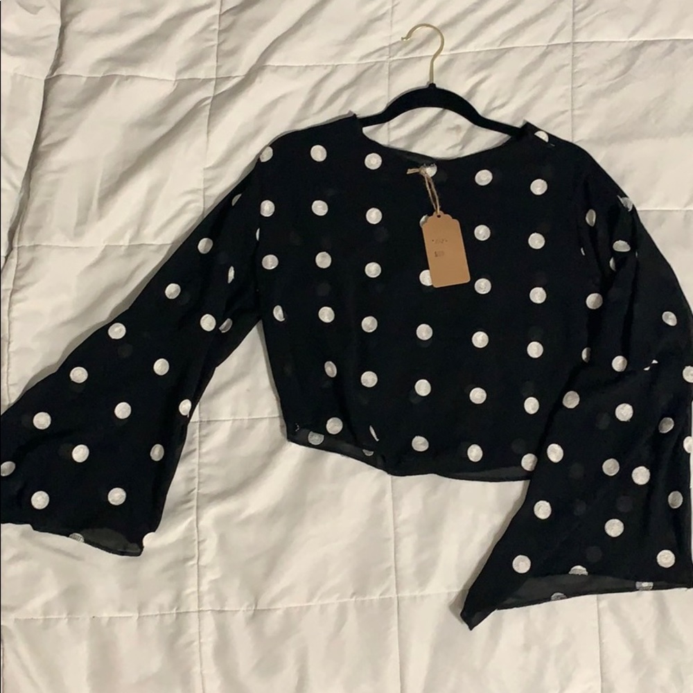 Sheer polka dot blouse M